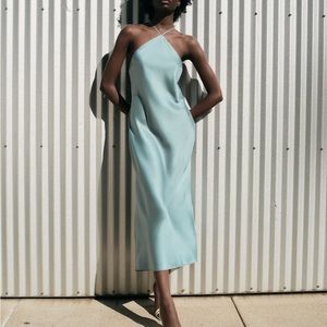 ZARA Satin Effect Halter Dress